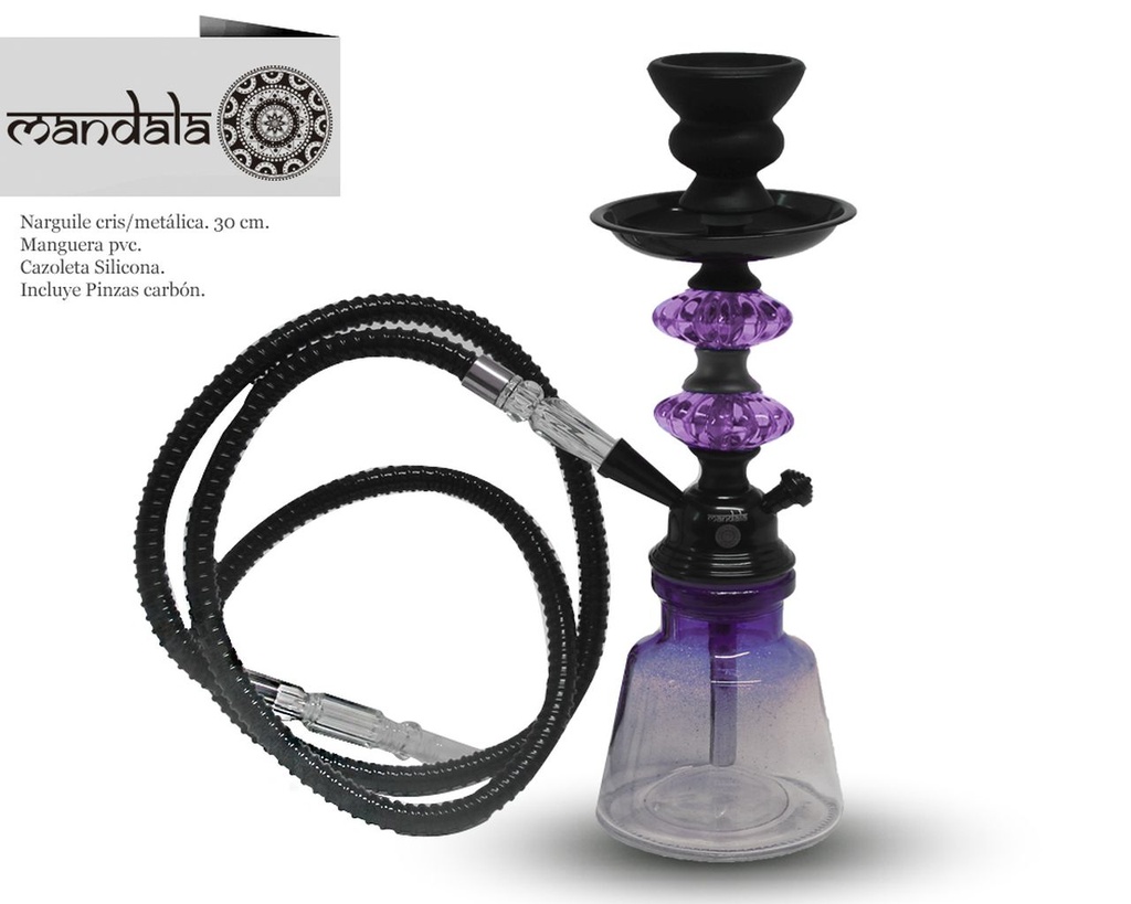 NARGUILE MANDALA CRISTAL MINI NEW PURPLE 30CM 1MG