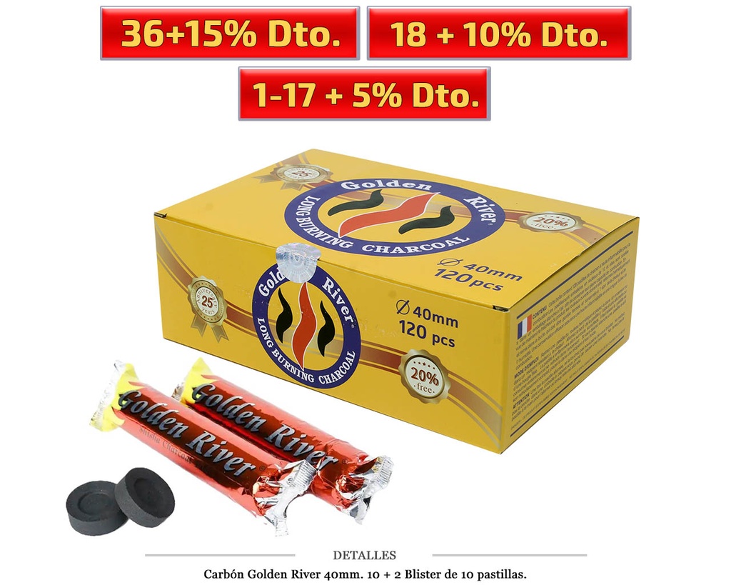 CARBON GOLDEN RIVER 40 MM 10+2 UDS