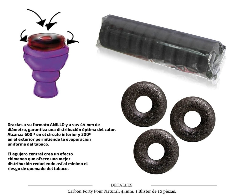 CARBON FORTY FOUR NATURAL 44MM BLISTER 10 UDS