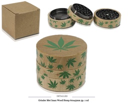 [125.01004] GRINDER MET IMAN WOOD HEMP 60X45MM 3P 1 UD