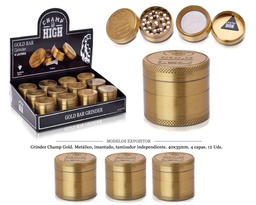 [125.150] GRINDER CHAMP MET I.T.IND. GOLD 40X35MM 4P 12 UDS