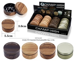 [125.234] GRINDER CHAMP PVC IMAN WOOD 50MM 2 CAP 12 UDS