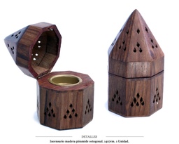 [126.520] INCENSARIO MADERA PIRAMIDE OCTOGONAL 14x7 CM