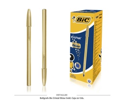 [130.014] BOLIGRAFO BIC CRISTAL SHINY GOLD CAJA 20 UDS