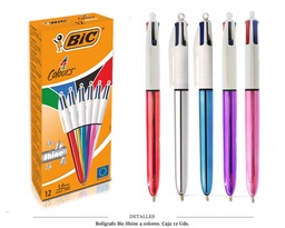 [130.027] BOLIGRAFO BIC SHINE 4 COLORES 12 UDS