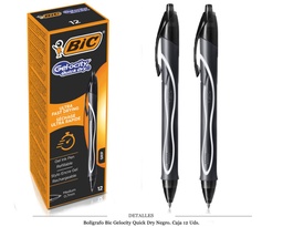 [130.041] BOLIGRAFO BIC GELOCITY QUICK DRY NEGRO 12 UDS
