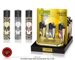 [200.9347] ENCD. CLIPPER METAL AMAZING SKULLS 12 UDS