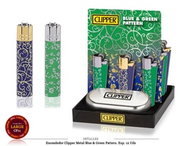 [200.9348] ENCD. CLIPPER METAL BLUE & GREEN PATTERN 12 UDS