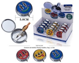 [290.024] CENICERO BOLSILLO CHAMP MET FUNNY FACES 50MM 12 UD