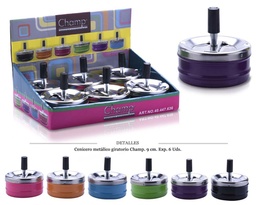 [290.047] CENICERO CHAMP MET COLORFUL GIRATORIO 9CM 6 UDS