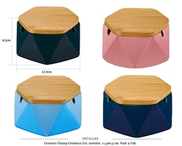 [290.060] CENICERO CHAMP CERAMICA 11,5 X 6,5 CM 4 UDS