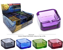 [290.08501] CENICERO CHAMP CRISTAL SMOKE 7,3X3,5CM 12 UDS