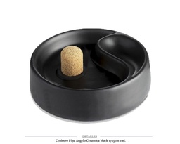 [290.105] CENICERO PIPA ANGELO CERAMICA BLACK 17X5CM 1 UD