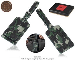 [756.037] FUNDA ETIQ. EQUIPAJE ZIPPO PIEL CAMUFLAJE VERDE
