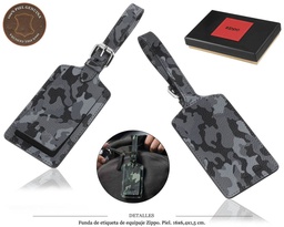 [756.039] FUNDA ETIQ. EQUIPAJE ZIPPO PIEL CAMUFLAJE GRIS
