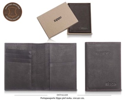 [756.418] PORTAPASAPORTE ZIPPO PIEL MOKA