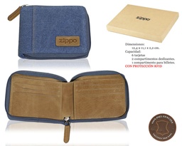 [757.144] CARTERA ZIPPO PIEL ZIPPER DENIM