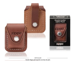 [Z783.004] FUNDA ZIPPO CUERO MARRON LAZO PIEL