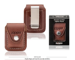 [Z783.008] FUNDA ZIPPO CUERO MARRON CLIP