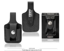 [Z783.010] FUNDA ZIPPO CUERO NEGRO TRABILLA