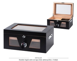 [123.857] HUMIDOR ANGELO CEDRO T/CRISTAL 38X26,5X18 CM