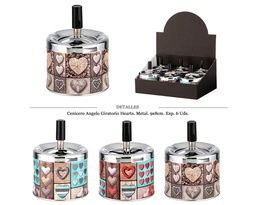 [290.05001] CENICERO ANGELO MET GIRATORIO 9X8CM HEARTS 6 UDS