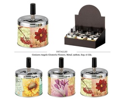 [290.05003] CENICERO ANGELO MET GIRATORIO 9X8CM FLOWERS 6 UDS