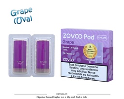[111.80302] CAPSULAS ZOVOO DRAGBAR 2.0 GRAPE 2 UD 20MG 4ML