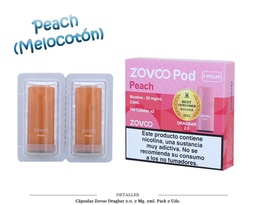 [111.80305] CAPSULAS ZOVOO DRAGBAR 2.0 PEACH 2 UD 20MG 4ML