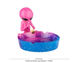 [290.03502] CENICERO RESINA ALIEN BLUE PINK 13,5X12X8,5CM 1 UD