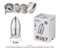 [125.01805] GRINDER CHAMP MET I.T.IND. MINI SPACESHIP SILVER 70X10,5MM 1 UD