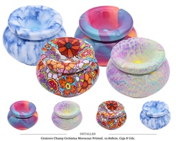 [290.062] CENICERO CHAMP CERAMICA MOROCCAN PRINTED 10,8X8 CM 8 UDS
