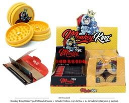 [115.663] MONKEY KING KS SLIM+TIPS UNBLEACH + GRINDER YELLOW 24 UDS