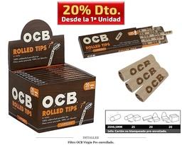 [113.00603] FILTRO OCB TIPS PREROLLED VIRGIN 25X20 UDS