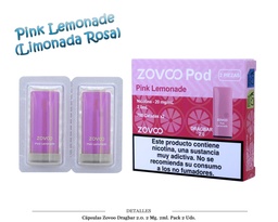 [111.80317] CAPSULAS ZOVOO DRAGBAR 2.0 PINK LEMONADE 20MG 2 UDS