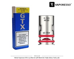 [111.33403] MECHA VAPORESSO GTX 0,15 OHM TRIPLE SILICON 5 UDS