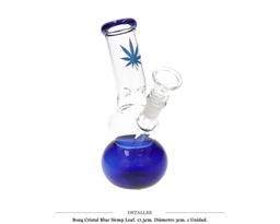 [124.21701] BONG CRISTAL BLUE HEMP LEAF 17CM 1 UD