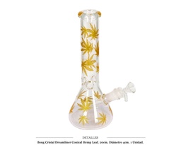 [124.22002] BONG CRISTAL DREAMLINER CONICAL HEMP LEAF 20CM 1 UD
