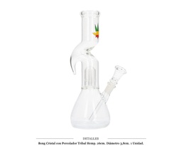 [124.22602] BONG CRISTAL C/PERCOLADOR TRIBAL HEMP 26CM 1 UD
