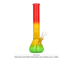 [124.23001] BONG CRISTAL C/PERCOLADOR CONICAL COLORED 30CM 1 UD