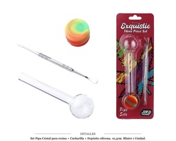 [124.651] SET PIPA CRISTAL RESINA+CUCHARILLA+DEPOSITO 10,5CM 1UD