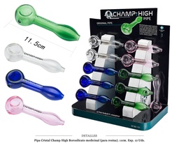 [124.660] PIPA CRISTAL CHAMP HIGH BOROSILICATO 11CM 12 UDS