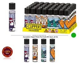 [200.87A708] ENCD. CLIPPER WINTER POST CARDS BW 48 UDS