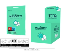 [113.09202] FILTRO MASCOTTE SLIM 6MM MENTHOL 10X120 UDS