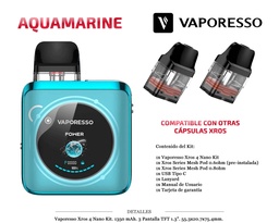 [111.06210] VAPORESSO XROS 4 NANO AQUAMARINE KIT 1350MAH