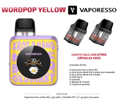 [111.06213] VAPORESSO XROS 4 NANO WORDPOP YELLOW KIT 1350MAH