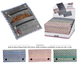 [121.03014] BOLSA TABACO CHAMP COLOR WAVES 16,5X9,5 CM 12 UDS