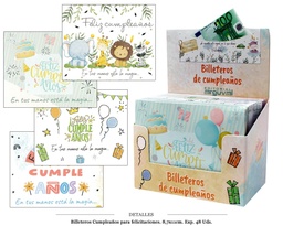 [118.012] BILLETERO CUMPLEAÑOS  EXPOSITOR 8,7X11 CM 48 UD