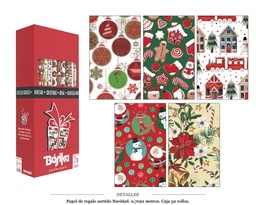 [118.021] PAPEL REGALO ROLLO NAVIDAD 0.70X2M 50 UD