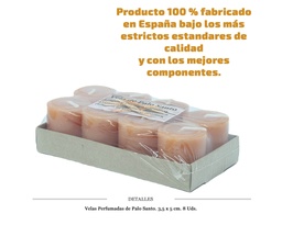 [126.210] VELAS PERFUMADAS PALO SANTO 3,5X5CM 8UDS